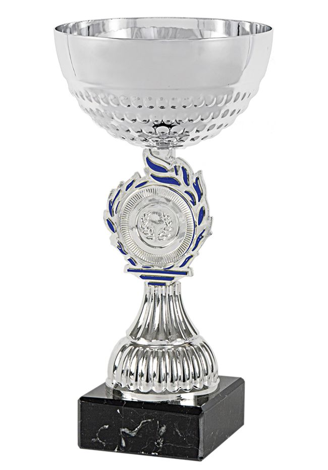 Trofeo copa abstracta plata-azul