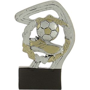 Trofeo deportivo en resina oro/plata fútbol