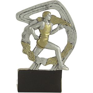 Trofeo deportivo en resina oro/plata  cross hombre