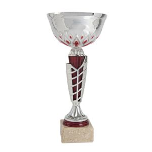 Trofeo Copa balón flor y detalles rojos