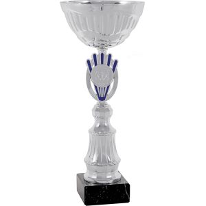 Trofeo copa abanico plata-azul portadiscos