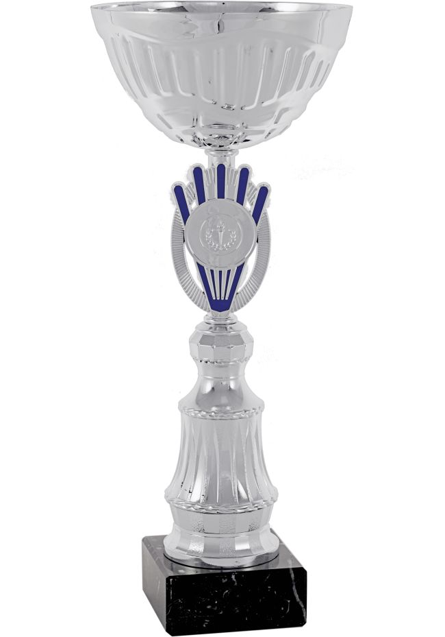 Trofeo copa abanico plata-azul portadiscos